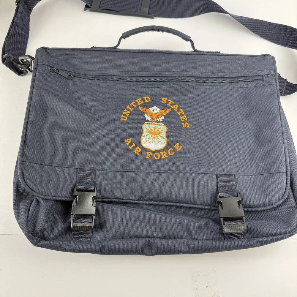 United States Air Force Embroidered Messenger Bag Laptop Briefcase Black Travel